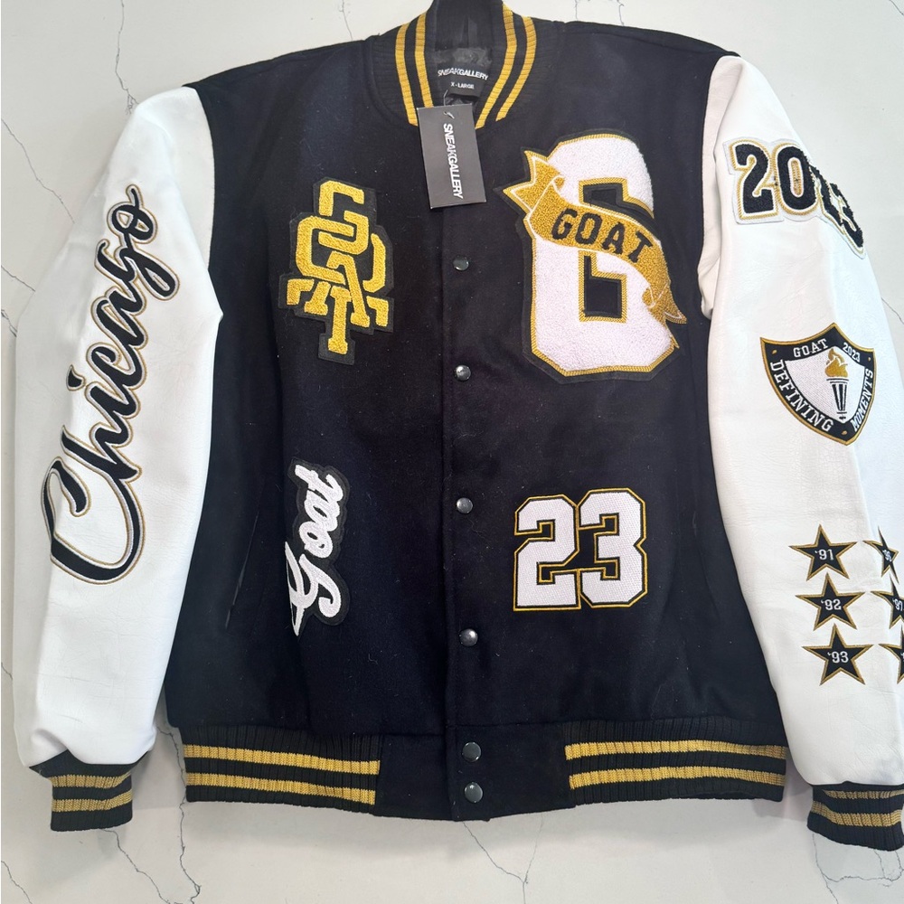 Black and White Chicago Varsity Jacket